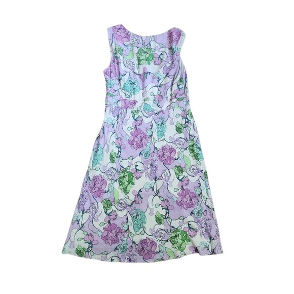 Ann Taylor Loft Dress Womens Size 4P 4 Petite Purple Green Floral Lightweight - Picture 8 of 8